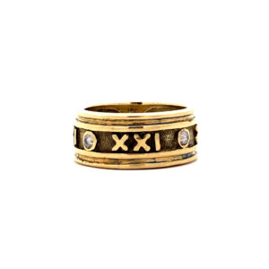 Anillo Moderno Siglo Xxi Oro 18 Kt Y Zafiros Blancos