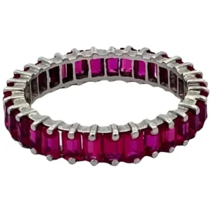 Anillo Sinfin Platino 950 Y Rubies Naturales