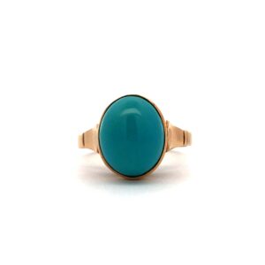 Bello Anillo De Oro 18 Kt Y Turquesa Natural