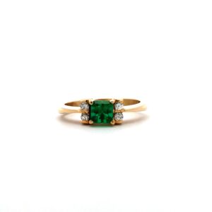 Anillo De Oro 18 Kt Esmeralda Y Brillantes