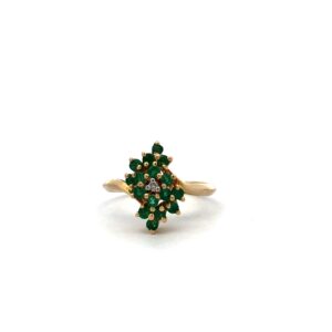Anillo Oro 14 Kt Esmeraldas Naturales Y Brillante
