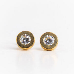 Aros De Oro 18 Kt Y Zafiro Blanco