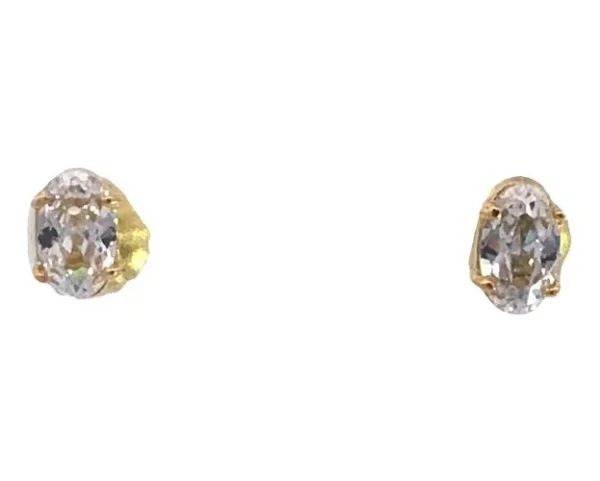 Aros Solitario De Oro 18 Kt Y Zafiro Blanco