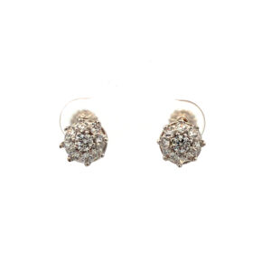 Aros roseta de oro blanco 18 kt y zafiros blancos