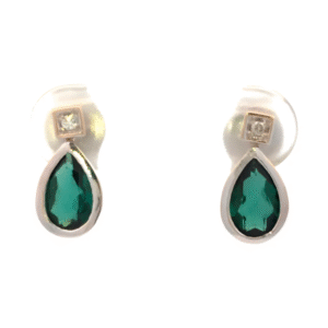 Aros Oro 18 Kt Tourmalinas Y Brillantes