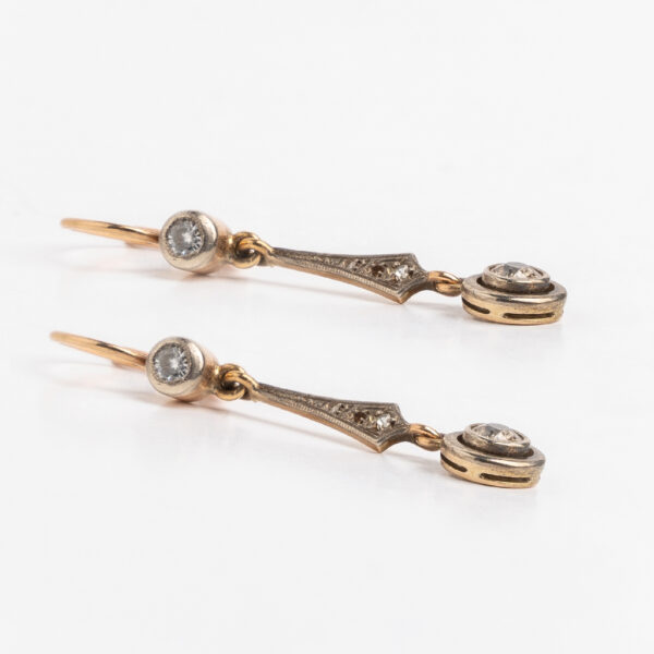 Aros colgantes art deco oro 18 kt platino brillantes - Image 4