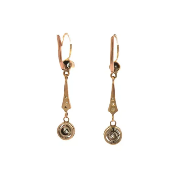 Aros colgantes art deco oro 18 kt platino brillantes - Image 2