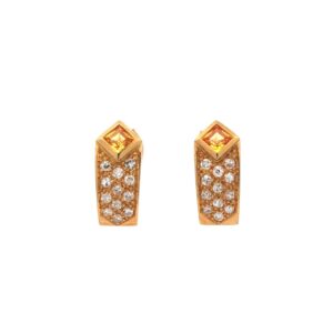 Aros Oro 18 Kt Topacio Y Brillantes
