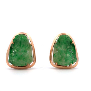 Aros De Oro 18 Kt Y Buda En Jade