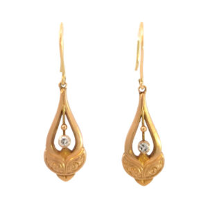 Aros Colgantes Oro 18 Kt Y Brillantes