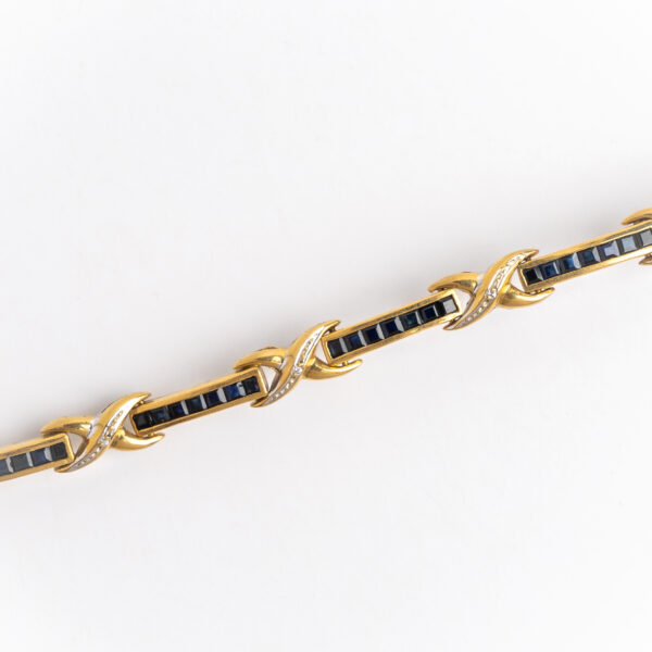 Pulsera brazalete oro 18 kt brillantes y zafiros naturales. - Image 3