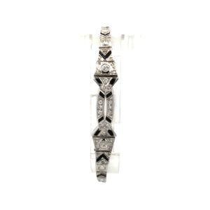 Pulsera brazalete art deco platino 950 brillantes y onix