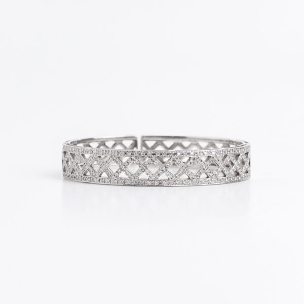 Pulsera Europea de Oro 18 Kt Blanco y Brillantes