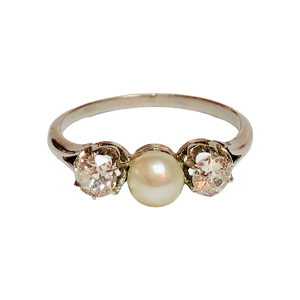 Anillo Tricillo Platino 950 Brillantes Perla Natural