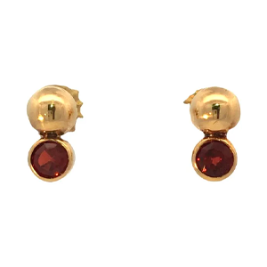 Aros De Oro 18 Kt Y Granate