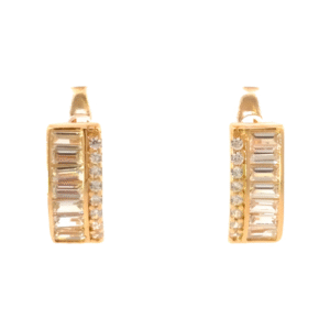 Aros Oro 18 Kt Y Caravana De Zafiros Blancos