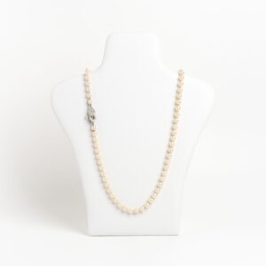 Collar De Perlas Naturales Broche Platino Y Brillantes