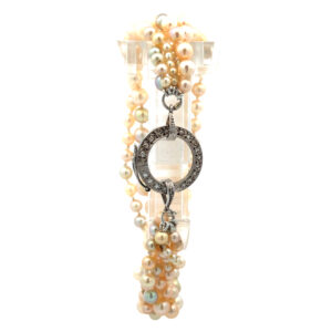 Pulsera Brazalete Perlas Naturales Platino 950 y Brillantes.