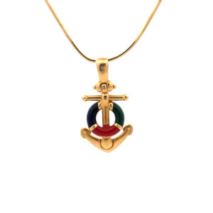 Dije Colgante Oro 18 kt y Esmalte Ancla