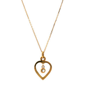 Cadena forcet Oro 18 kt y Dije Corazón con Brillante