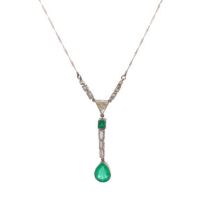 Collar Gargantilla Platino 950 Esmeraldas Brillantes