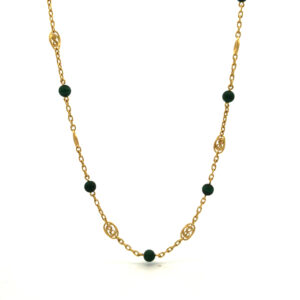 Cadena Gargantilla Oro 18 Kt Y Malaquita
