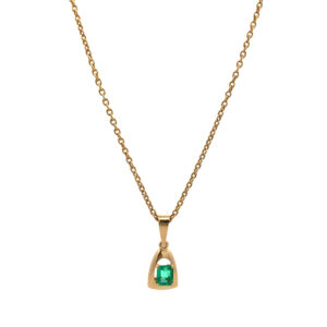 Cadena y Dije Colgante Oro 18 kt y Esmeralda