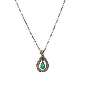 Cadena Gargantilla Oro 18 Kt Brillantes Y Esmeraldas