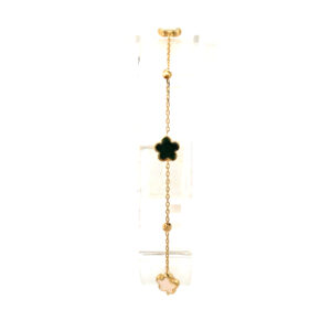 Pulsera Oro 18 kt y y Malaquita y Nacar