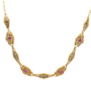 Collar Gargantilla francesa de Oro 18 Kt rubies y brillantes