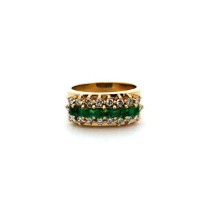 Anillo Esmeraldas Brillantes Oro 18 Kt