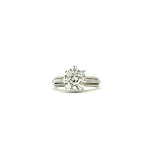 Anillo Roseta De Oro Blanco 18 Kt Y Brillantes