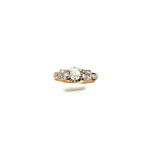 Anillo art deco oro 18 kt platino y brillantes