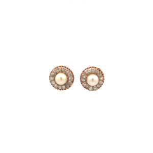 Aros roseta de oro 18 kt perla natural y brillantes