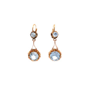 Aros colgantes de oro 18 kt y topacios