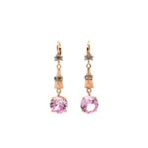 Aros de oro 18 kt platino rosa de francia y diamantes