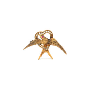 Broche victoriano de oro 18 kt y brillantes