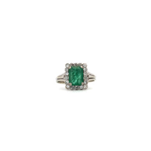 Anillo de oro 18 kt esmeralda colombiana y brillantrd