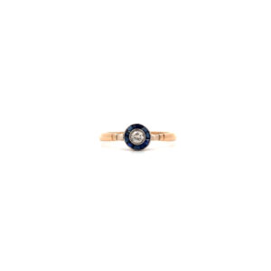 Anillo ojo de perdiz oro 18 kt platino zafiros y brillante